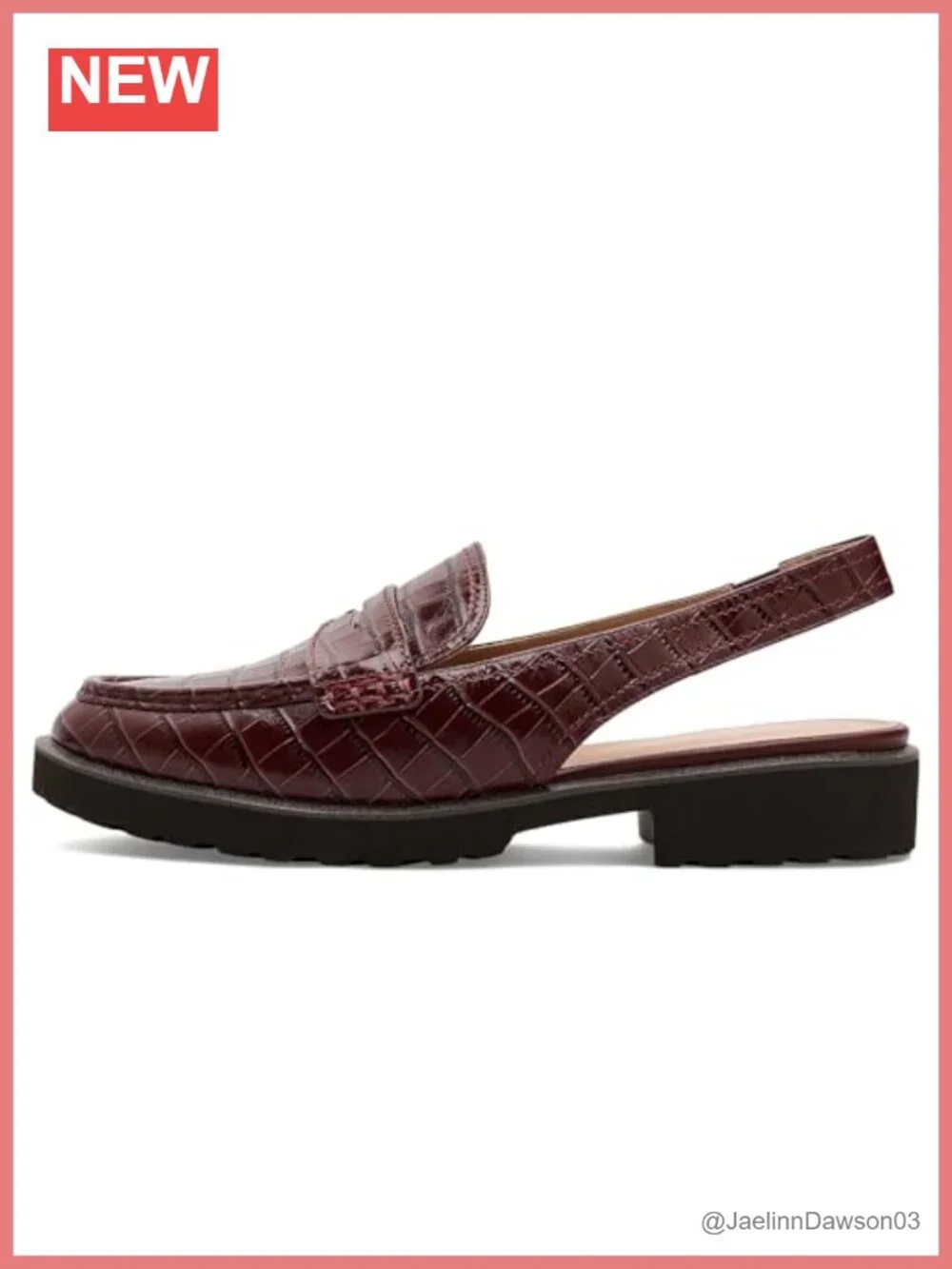 Women's Leather Penny Sling Loafers with Cushioned Footbed